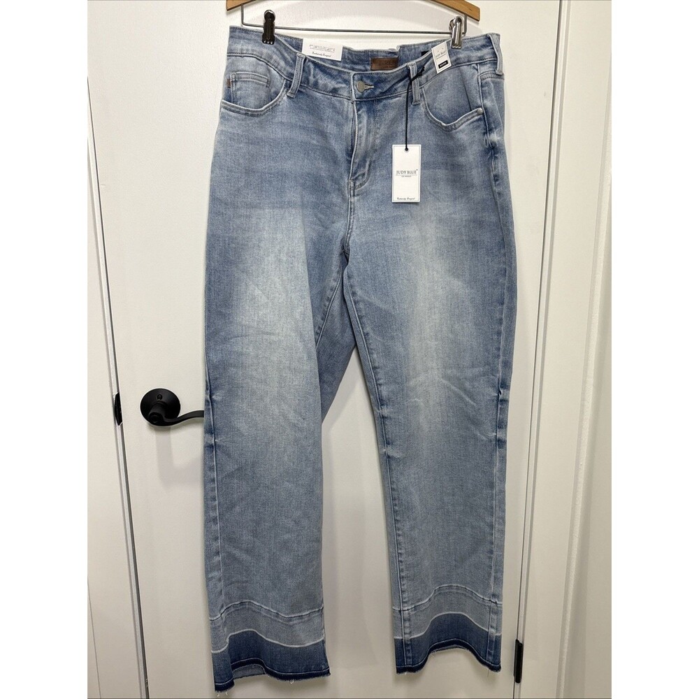 Judy Blue Women's Mid-Rise Wide Leg Denim Jeans Light Blue Size 16W NWT